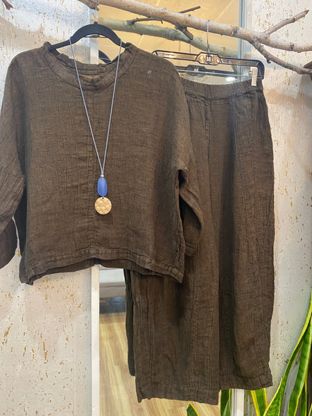 COPPER FALL LINEN BLOUSE-LAST ONE, size XL