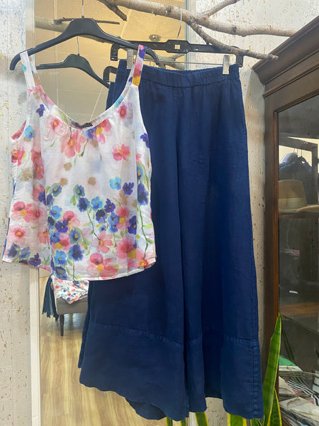 WIDE LINEN PANTS - NAVY - ONE LEFT in size S!