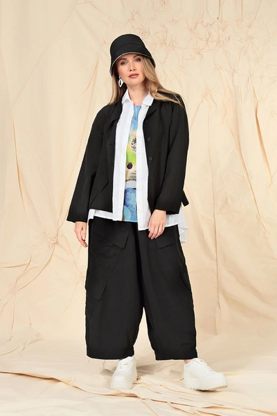 BLACK SILK/LINEN PANTS