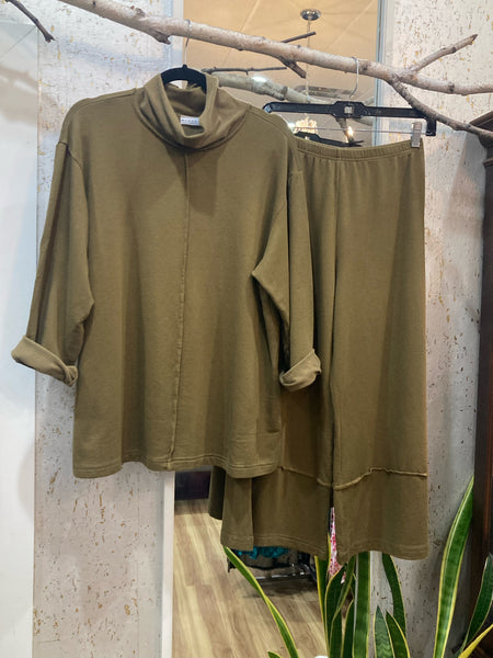 EASY COTTON PANTS - OLIVE GREEN