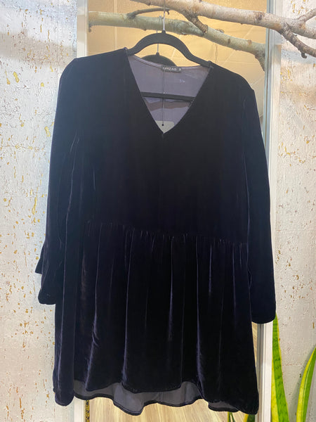 V NECK SILK VELVET TUNIC