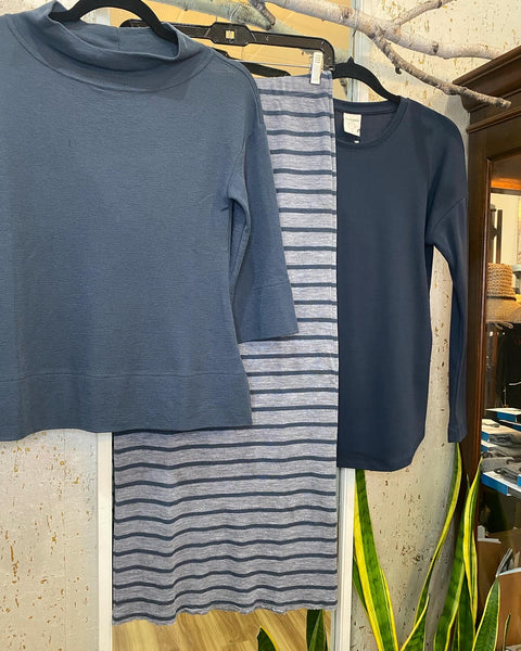 MERINO WOOL SKIRT 5005 - GREY STRIPE