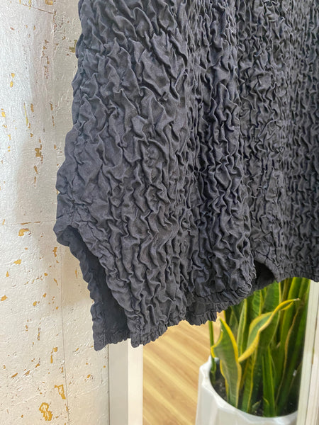 TEXTURED BLACK SILK DRESS