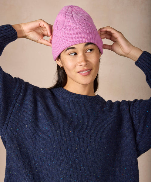 ELIO WOOL/CASHMERE HAT - HEATHER PINK