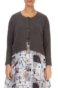 RIBBED HEM LINEN CARDIGAN