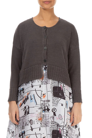 RIBBED HEM LINEN CARDIGAN