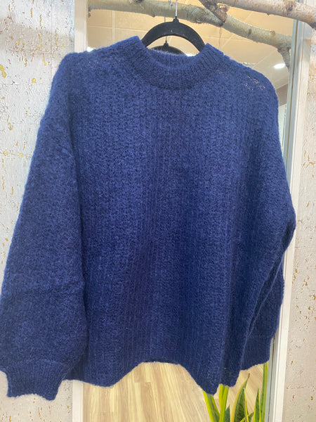 BURMA MOHAIR SWEATER - NAVY