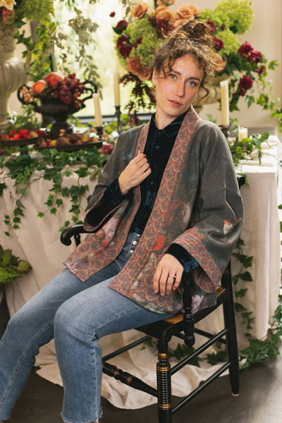 FLIGHT OF FANCY FLEECE COTTAGE KIMONO