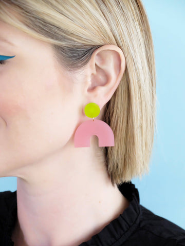 DAZE EARRINGS - LIME/PINK