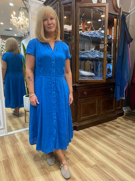 COBALT BLUE LINEN DRESS