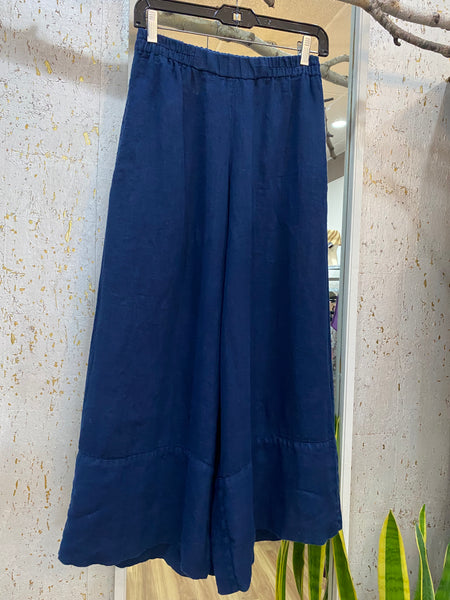 WIDE LINEN PANTS - NAVY - ONE LEFT in size S!