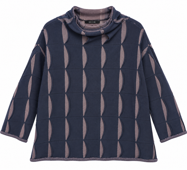BLACK/WALNUT COTTON KNIT SWEATER