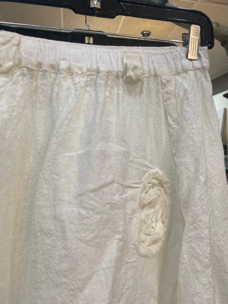 WHITE CRINKLE LINEN SKIRT
