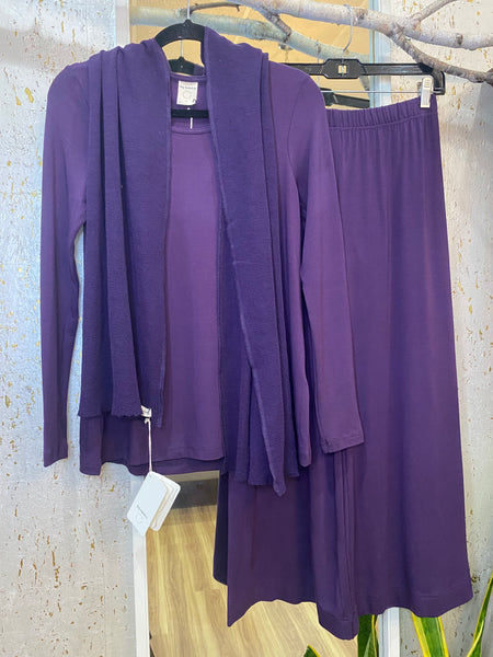 BAMBOO WIDE PANTS 3605 - AUBERGINE