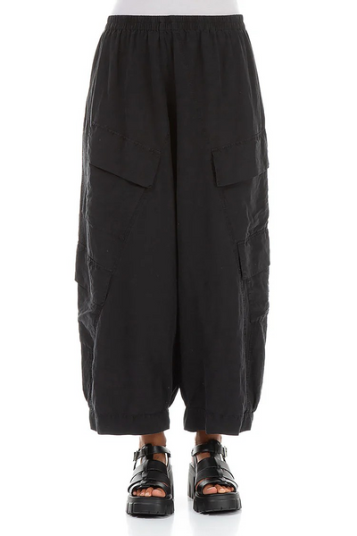 BLACK SILK/LINEN PANTS
