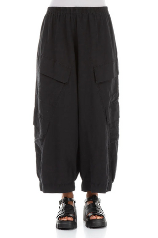 BLACK SILK/LINEN PANTS