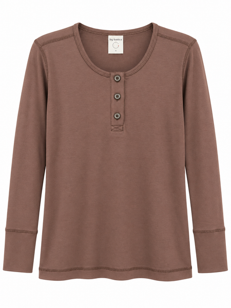 ORGANIC COTTON BUTTON TOP - CHESTNUT