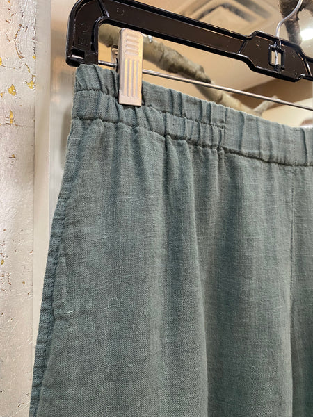 WIDE LINEN PANTS - SAGE GREEN