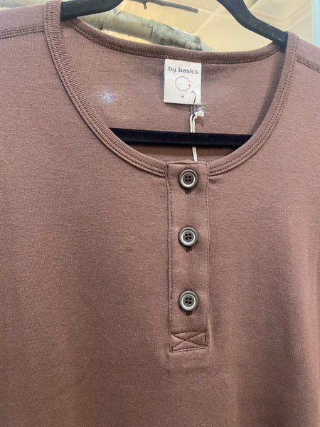 ORGANIC COTTON BUTTON TOP - CHESTNUT