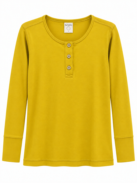 ORGANIC COTTON BUTTON TOP - LEMON CURRY
