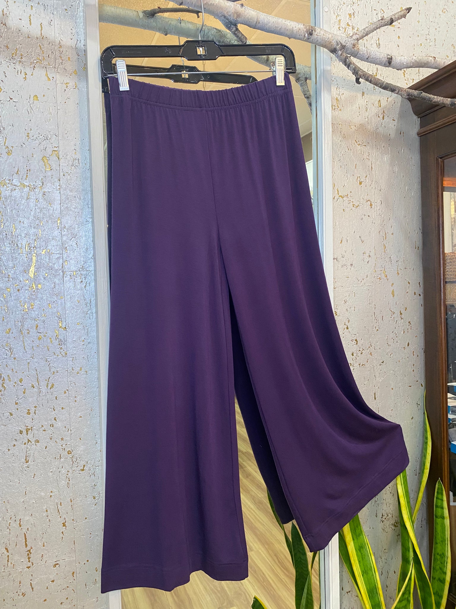 BAMBOO WIDE PANTS 3605 - AUBERGINE
