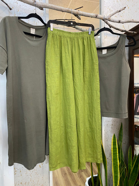 COASTAL LINEN PANT - LIME