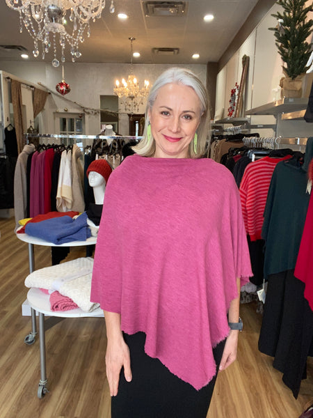 MERINO WOOL PONCHO 1001 - PINK MELANGE
