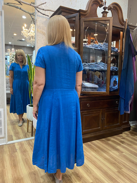 COBALT BLUE LINEN DRESS