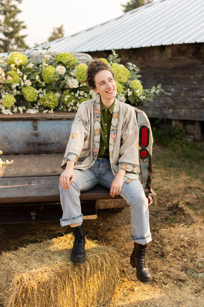 TAKE MY HAND FLEECE COTTAGE KIMONO