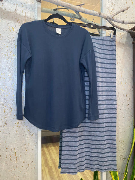 MERINO WOOL SKIRT 5005 - GREY STRIPE