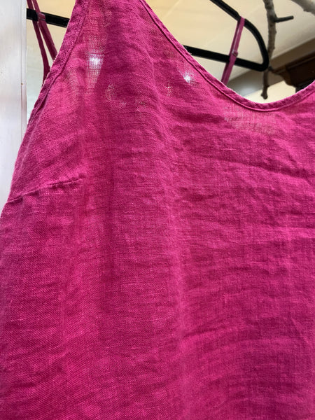 LINEN CAMISOLE TOP - FUCHSIA
