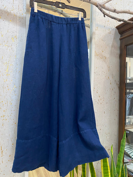 WIDE LINEN PANTS - NAVY - ONE LEFT in size S!