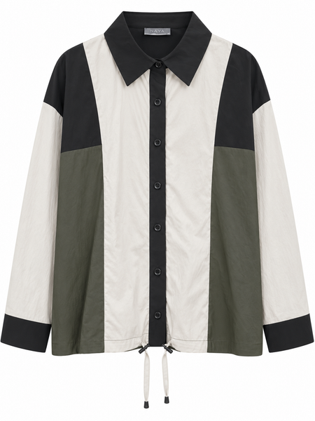 COLOUR BLOCK DRAWSTRING SHIRT JACKET