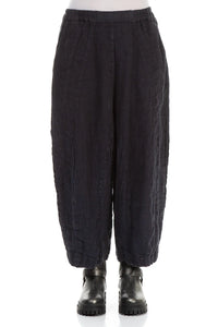 BLACK MELANGE FALL LINEN PANTS