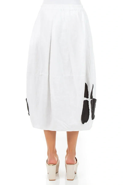 WHITE PETAL LINEN SKIRT
