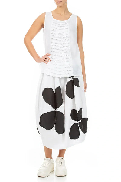 WHITE PETAL LINEN SKIRT