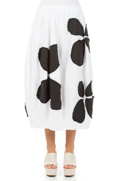 WHITE PETAL LINEN SKIRT