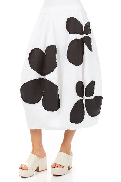 WHITE PETAL LINEN SKIRT