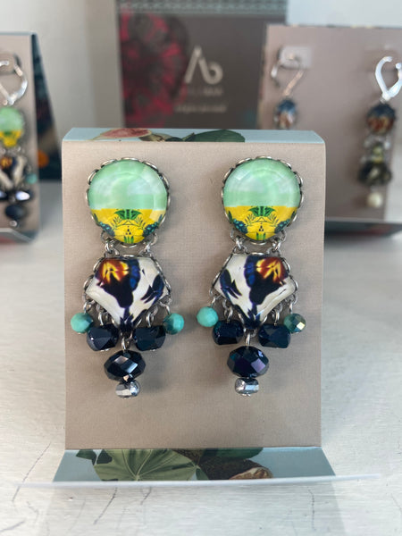 CANDY TWIST GLASS EARRINGS - STUDS, MINT HUES