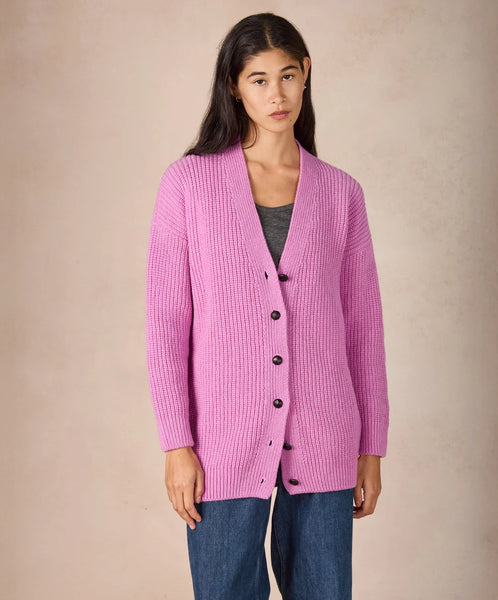 FRANKIE BOYFRIEND CARDIGAN - HEATHER PINK