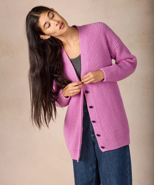 FRANKIE BOYFRIEND CARDIGAN - HEATHER PINK