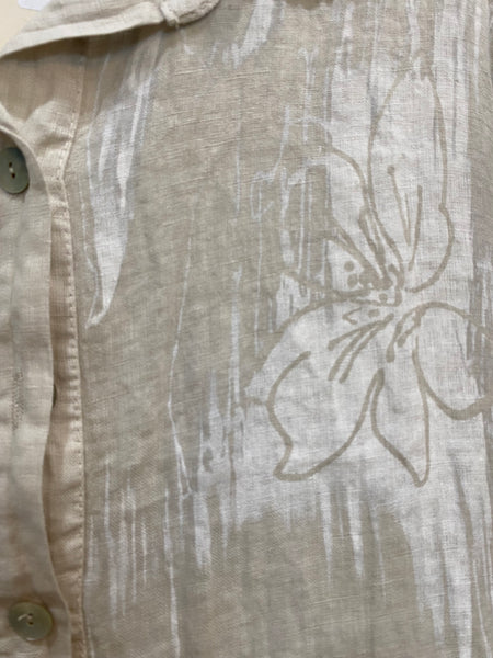 LINEN SHIRT - FLORAL BEIGE
