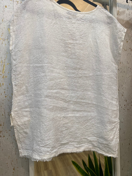 ABSTRACT PRINT LINEN TOP