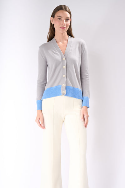 TWO TONE CASHMERE  CARDIGAN