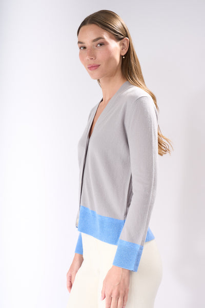 TWO TONE CASHMERE  CARDIGAN