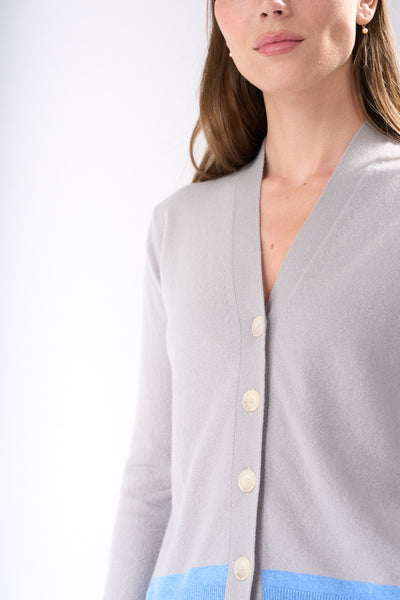 TWO TONE CASHMERE  CARDIGAN