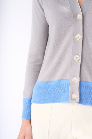 TWO TONE CASHMERE  CARDIGAN