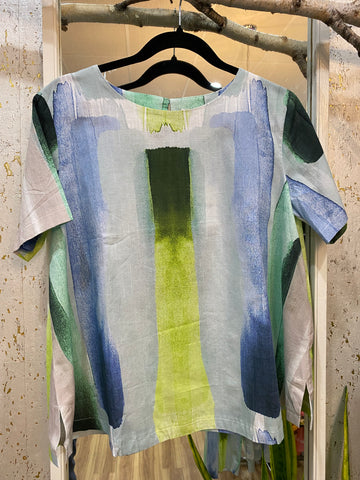 LINEN WATERCOLOUR TOP - ONE LEFT in size M!