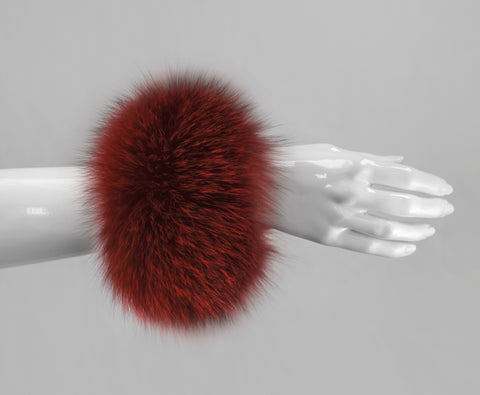 FUR SNAP CUFFS - RED WINE