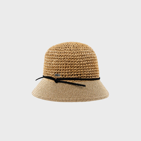 CAMILA RAFFIA & STRAW CLOCHE - CARAMEL